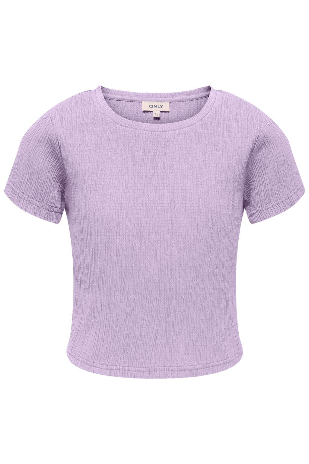 Lilakleurige meisjes KIDS ONLY GIRL T-shirt van viscose met effen, korte mouwen, ronde hals en textuur
