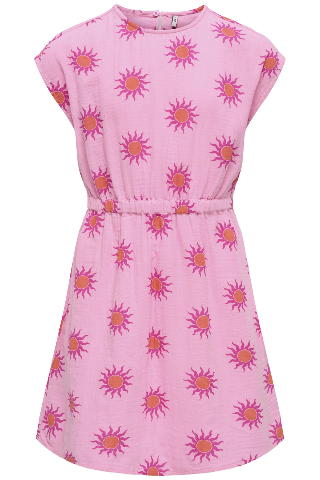 Roze en oranje meisjes KIDS ONLY GIRL korte jurk van katoen met korte mouwen en ronde hals
