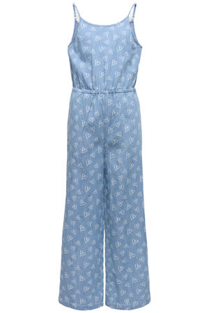 jumpsuit medium blue denim met hartjes