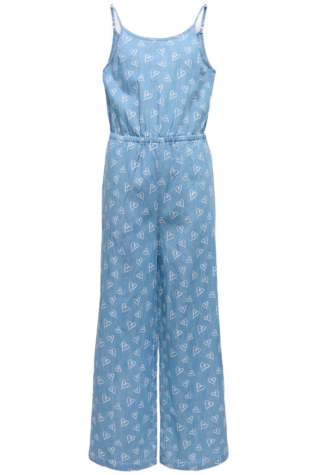 KIDS ONLY GIRL jumpsuit medium blue denim met hartjes