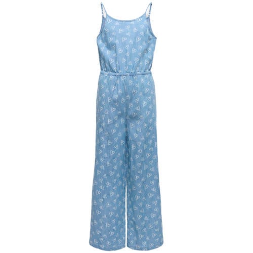 ONLY KIDS GIRL jumpsuit medium blue denim met hartjes