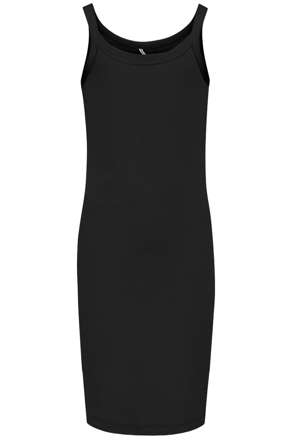 Zwarte meisjes KIDS ONLY GIRL bodycon jurk van stretchkatoen met effen en ronde hals
