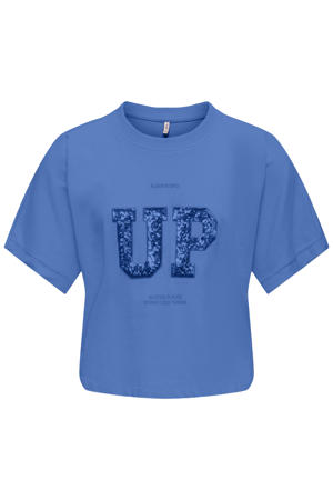 T-shirt met glitter marineblauw