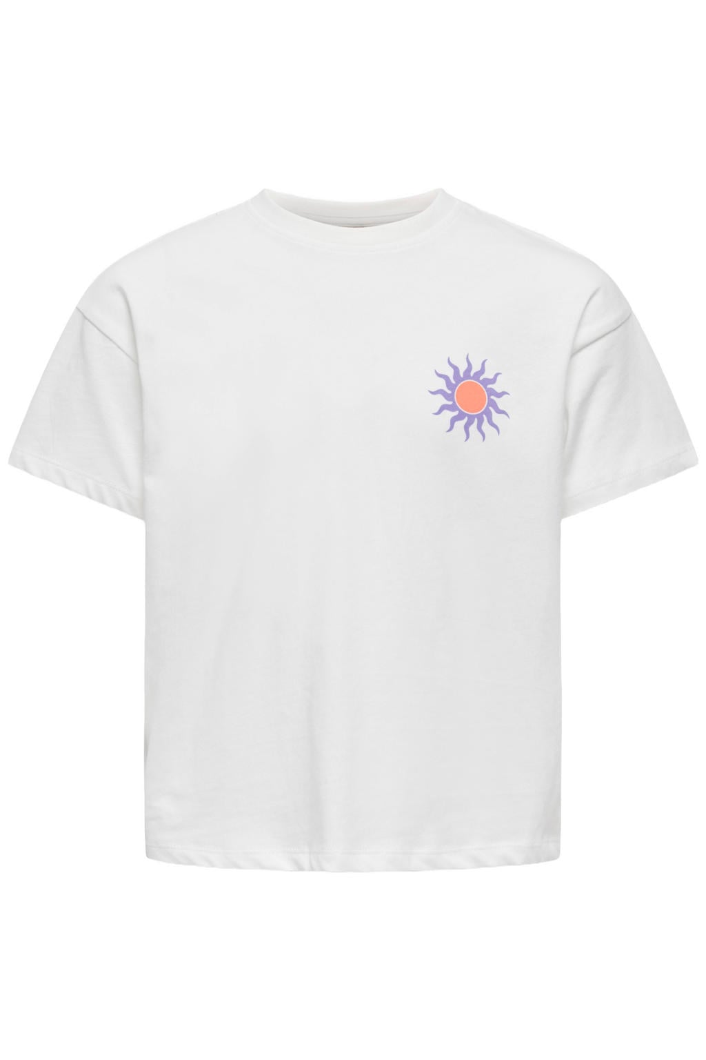 Witte meisjes KIDS ONLY GIRL T-shirt van katoen met backprint, korte mouwen en ronde hals