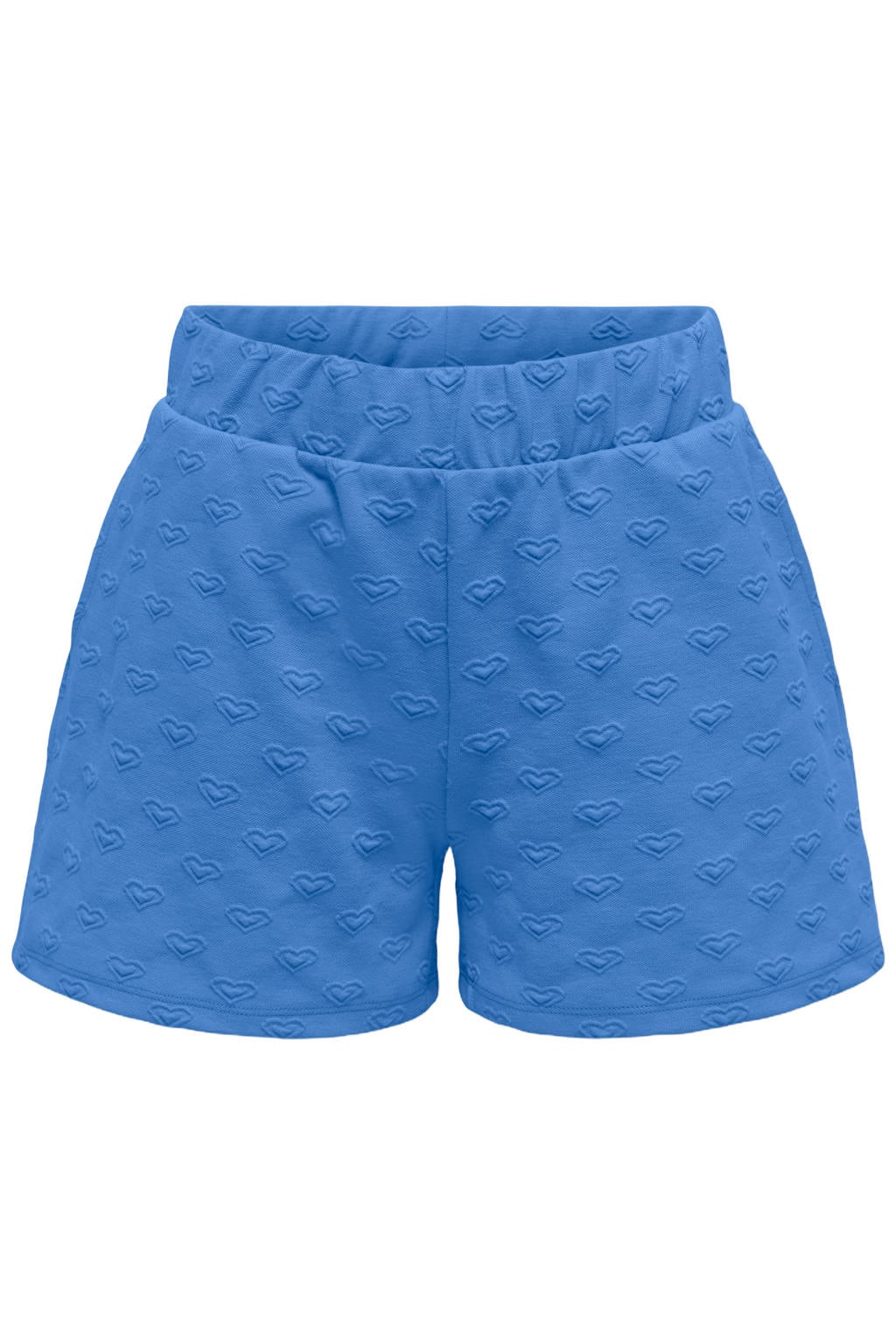 Blauwe meisjes KIDS ONLY GIRL wide leg casual short van sweat materiaal met hartjesprint