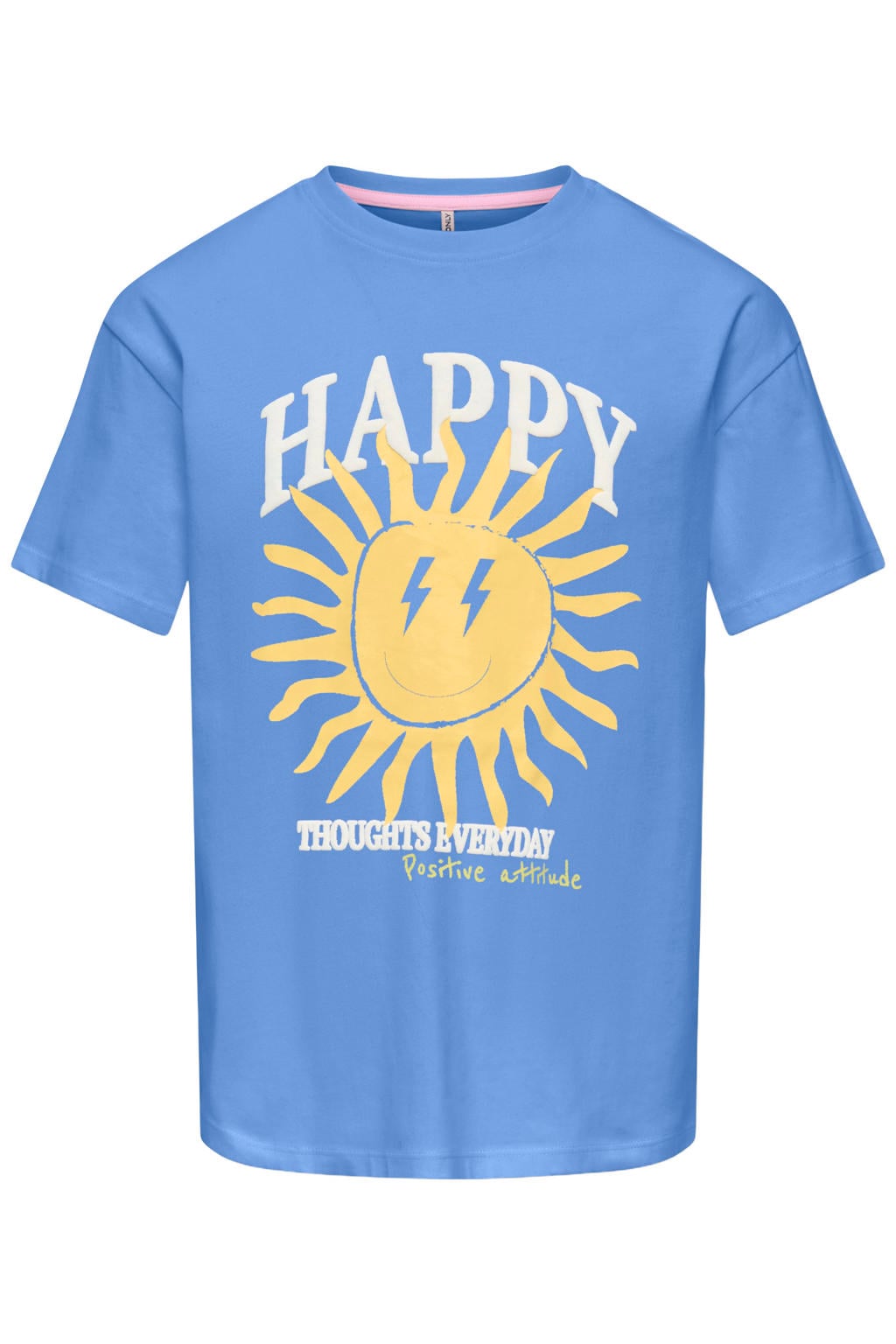 Blauwe meisjes KIDS ONLY GIRL T-shirt van katoen met printopdruk, korte mouwen en ronde hals
