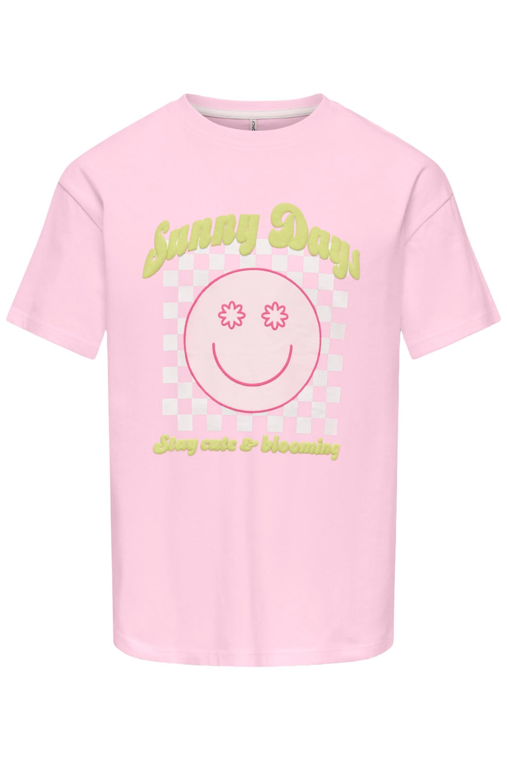 Roze meisjes KIDS ONLY GIRL T-shirt van katoen met printopdruk, korte mouwen en ronde hals