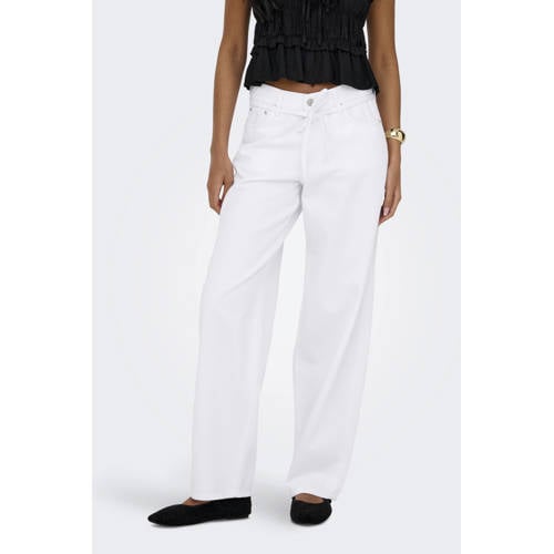 ONLY Onlgianna Mw Straight Dot211 Dnm Noos wide leg jeans ecru afbeelding