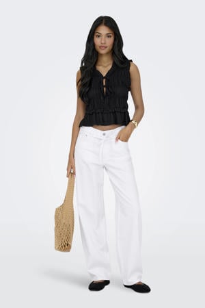 Onlgianna Mw Straight Dot211 Dnm Noos wide leg jeans ecru