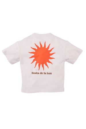 T-shirt Elias  met backprint offwhite/oranje