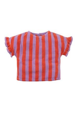 badstof T-shirt Inge lila/oranje