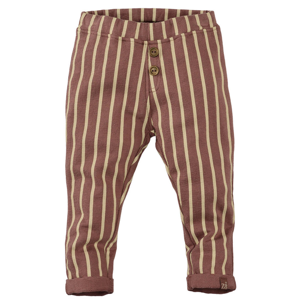 Bruin en cremekleurige jongens Z8 mini casual broek Rens met regular fit, regular waist en strepenprint
