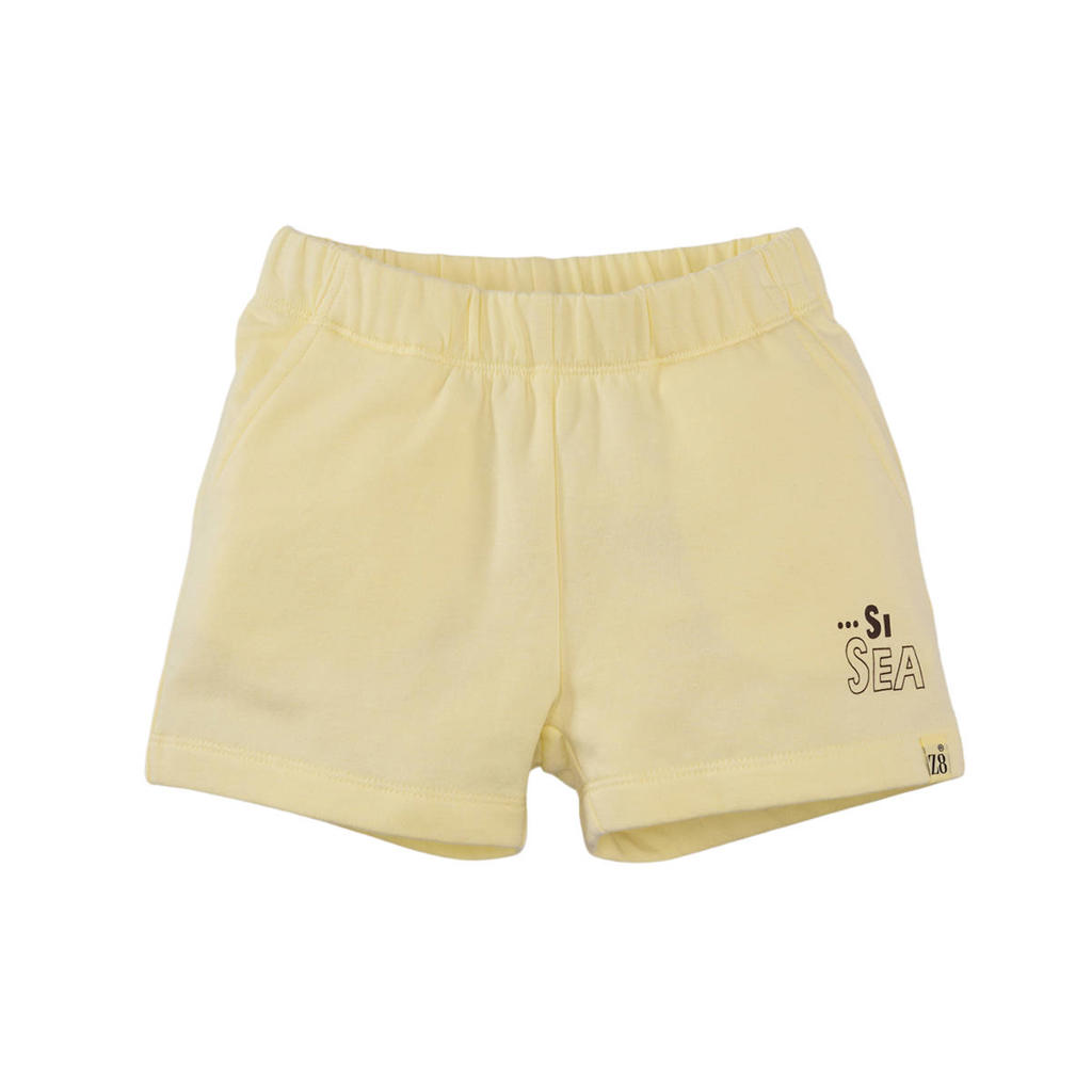 Lichtgele jongens Z8 mini sweatshort Juda van stretchkatoen met regular fit, regular waist en tekst print