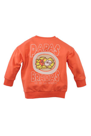 sweater Dayn met backprint oranje