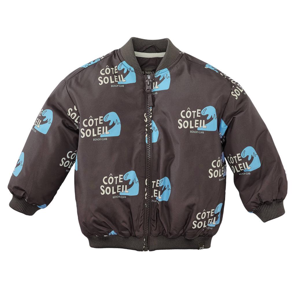 Donkerbruin, lichtgeel en blauwe jongens Z8 mini bomberjack Senne van polyester met lange mouwen, ronde hals, ritssluiting en geribde boorden