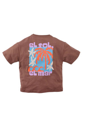 T-shirt Dez met backprint bruin