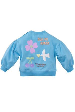 sweater Jonna met backprint lichtblauw