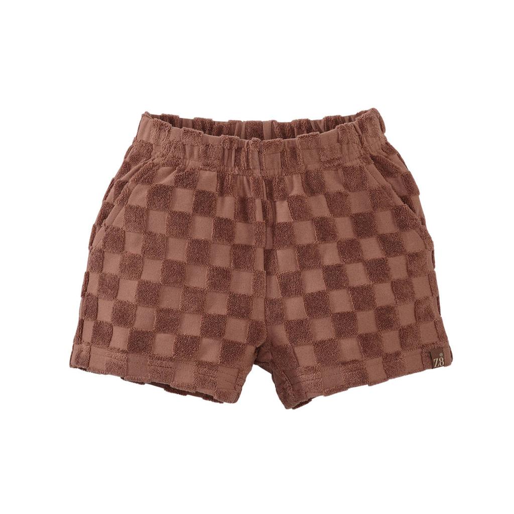 Bruine jongens Z8 mini sweatshort Novan van badstof met regular fit, regular waist en elastische tailleband