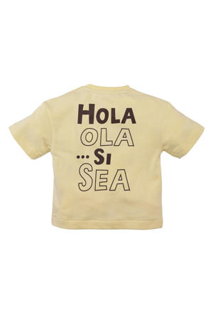 T-shirt Loet met backprint lichtgeel