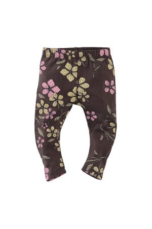 legging Marina met bloemenprint donkerbruin