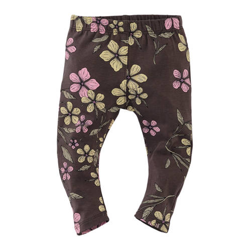 Z8 newborn legging Marina met bloemenprint donkerbruin afbeelding