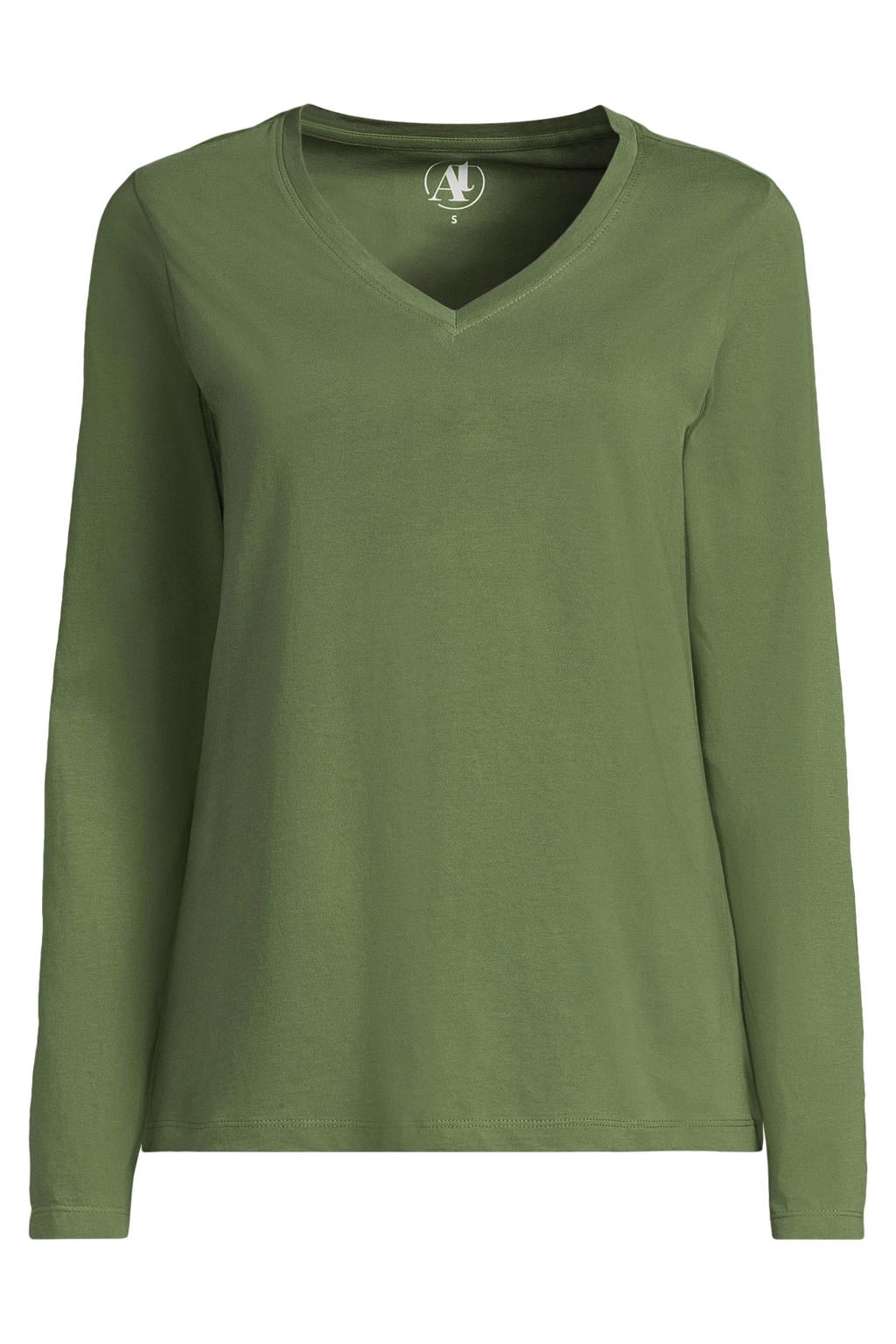 Anytime longsleeve V-hals olijfgroen