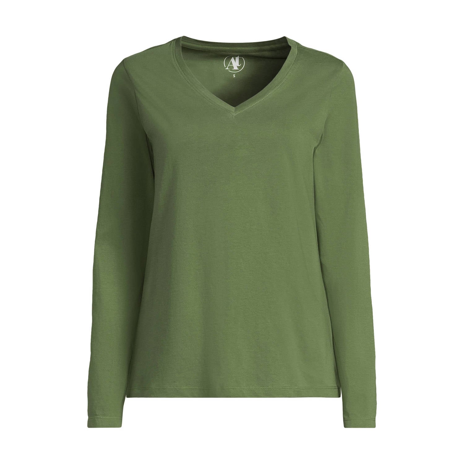 Anytime longsleeve V-hals olijfgroen