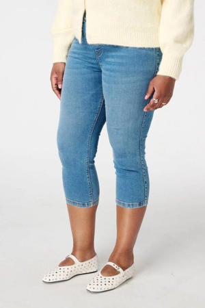 high waist skinny fit capri jeans medium blue denim