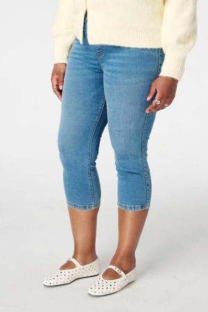 high waist skinny fit capri jeans medium blue denim