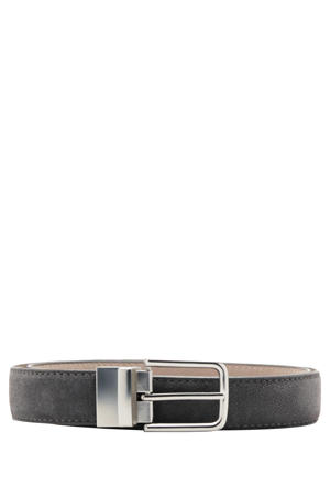suede reversible riem antraciet/beige