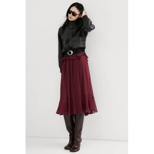 Mango maxi jurk donkerrood afbeelding