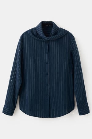 blouse met krijtstreep marineblauw