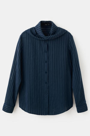blouse met krijtstreep marineblauw