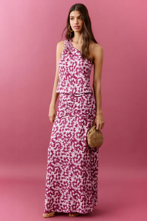gebloemde maxi rok roze