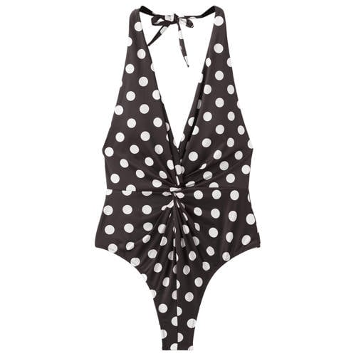 Mango halter badpak bruin/wit afbeelding