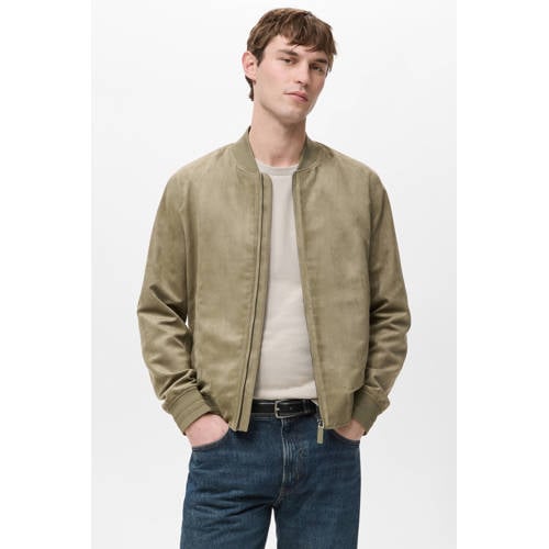Mango Man suede bomberjack beige afbeelding