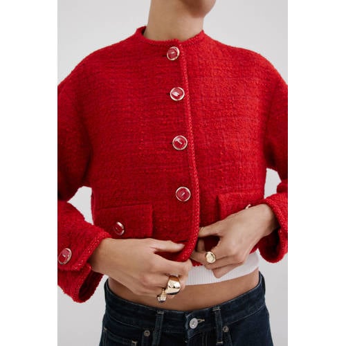 Mango tweed jasje rood afbeelding