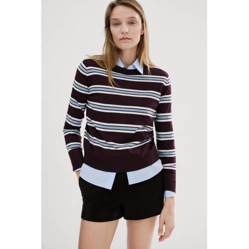 Mango gestreepte pullover donkerrood afbeelding