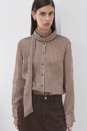 gestreepte blouse bruin