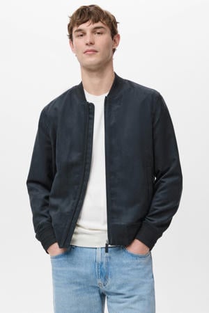 suede bomberjack donkerblauw