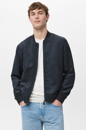 suede bomberjack donkerblauw