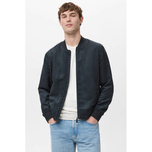 Mango Man suede bomberjack donkerblauw afbeelding