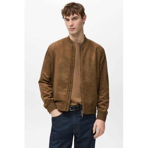 Mango Man suede bomberjack bruin afbeelding
