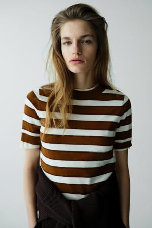 gestreepte sweater bruin