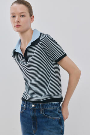 gestreepte top blauw fijn gebreid