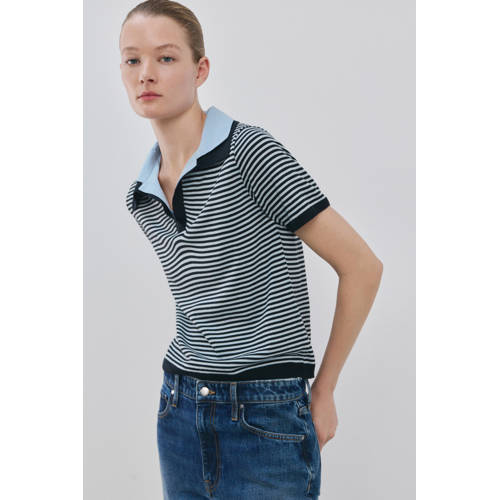Mango gestreepte top blauw fijn gebreid afbeelding