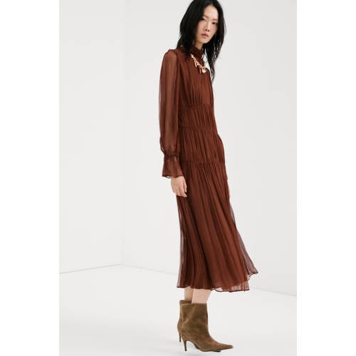 Mango midi jurk bruin afbeelding