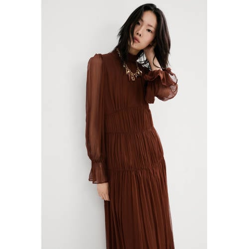 Mango midi jurk bruin afbeelding