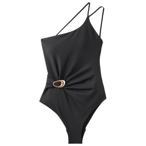 Mango one shoulder badpak zwart afbeelding