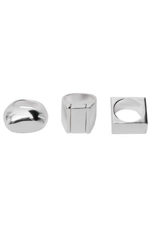 ring - zilverkleurig (set van 3)